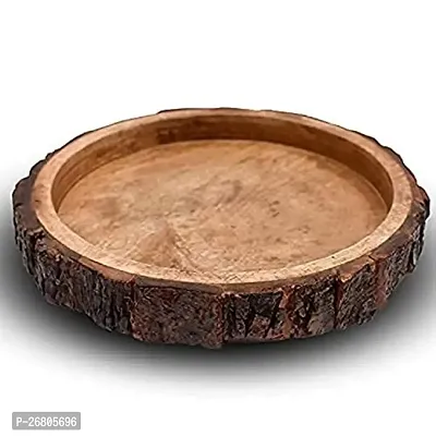 Royal Antique Wooden Serving Tray/Platter for Home and Kitchen Multi Purpose Use Tray Round Tray for Serving and Decoration-thumb0