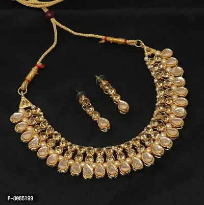 Beautiful Brass Choker Necklace With Earrings For Women