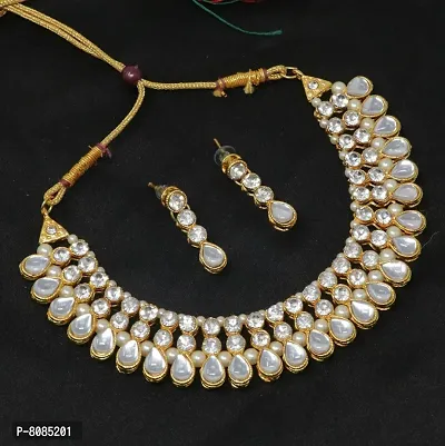 Beautiful Brass Choker Necklace With Earrings For Women