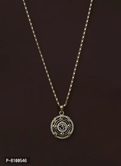 Shimmering Brass American Diamond Necklace For Women-thumb0