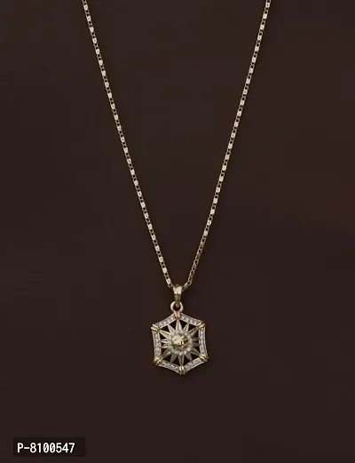 Shimmering Brass American Diamond Necklace For Women-thumb0