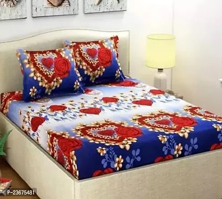 Comfortable Polycotton Printed Queen 1 Bedsheet + 2 Pillowcovers