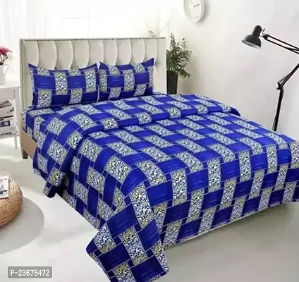 Comfortable Polycotton Printed Queen 1 Bedsheet + 2 Pillowcovers