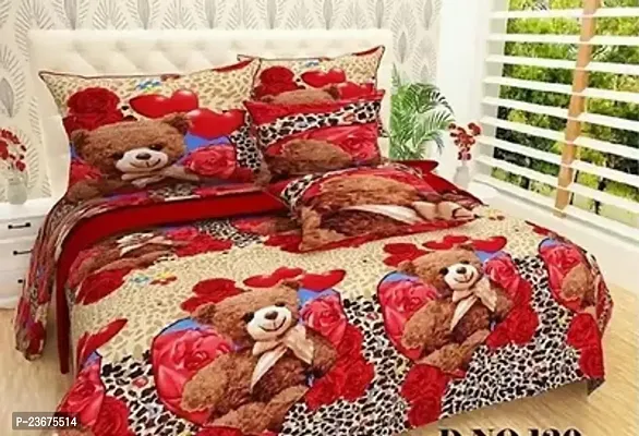 Comfortable Polycotton Printed Queen 1 Bedsheet + 2 Pillowcovers-thumb0