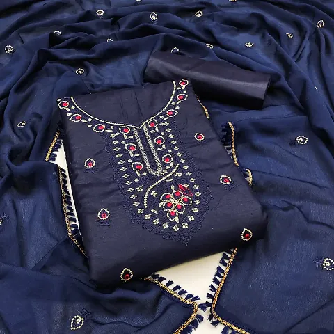 Stylish Cotton Embroidered Unstitched Suit