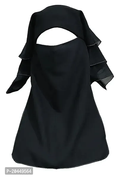 Self Design Breathable Georgette 3 Layer Nose Piece/Hijab Firdaus Niqab Women Arabian Scarf