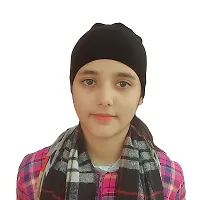 Women Cotton Hosiery Solid Hijab Headband Underscarf Cap for women (Black, Free Size)-thumb1
