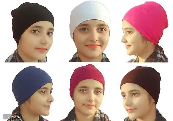 Hijab Under Cap Inner Cap for Hijab Multipurpose Headband - Free Size (Pack of 6)-thumb0