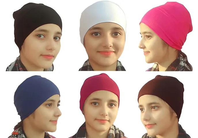 Hijab Under Cap Inner Cap for Hijab Multipurpose Headband - Free Size (Pack of 6)