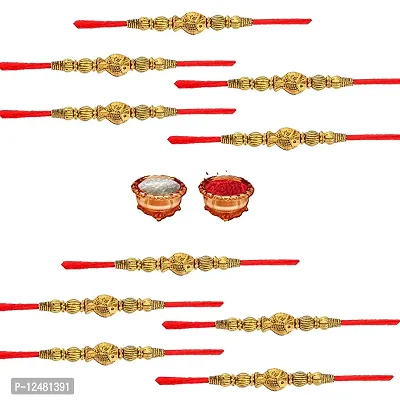 Poorak Rakhi for Brother including roli kumkum and chawal 9288 PACK OF 10