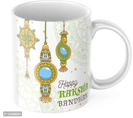 Poorak Mugs White 11 Oz Coffee Tea Mug Rakhi Gift for Bhai 330 ml - 1347-thumb0