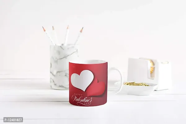 Poorak Giftings Ceramic Big Heart Mug, Valentine Gift -350 mL Capacity, Set of 1 Cofee Mug-thumb0