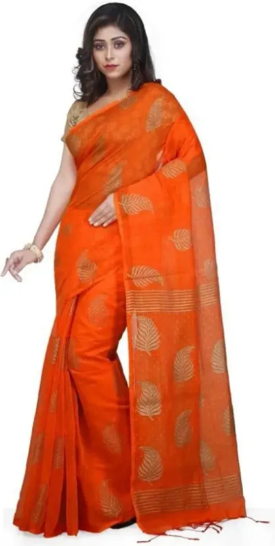 Alluring Cotton Blend Saree with Blouse piece 