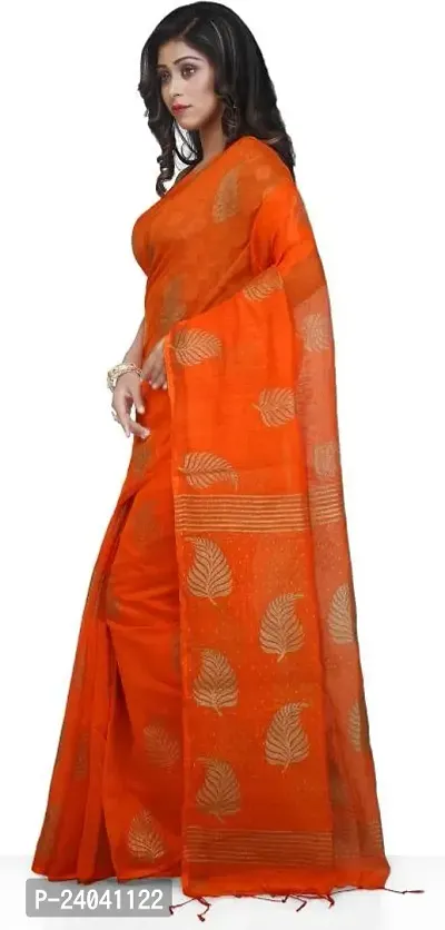 Golden Colorblock Leaf Printed Cotton Silk Saree-thumb2