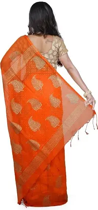 Golden Colorblock Leaf Printed Cotton Silk Saree-thumb2