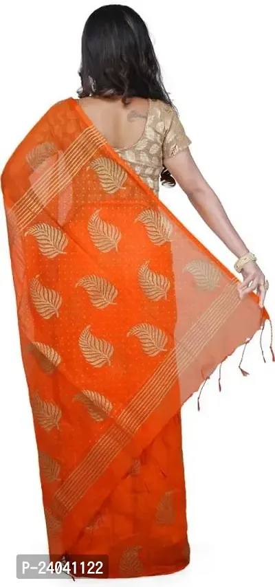 Golden Colorblock Leaf Printed Cotton Silk Saree-thumb3