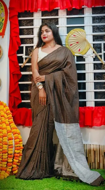 Khadi handloom check saree