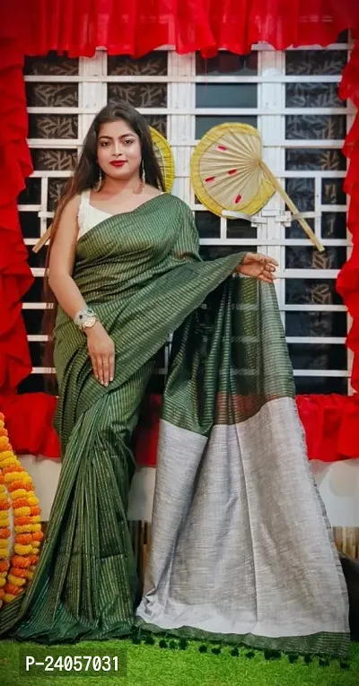 Beautiful Cotton Zari Saree With Blouse Piece For Women