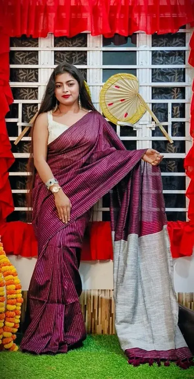 Elegant Khadi Cotton Saree with Blouse piece 