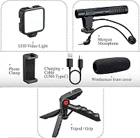 EL SMO Camera Video Recording Vlogging Kit for Video Making Mic Mini Tripod Stand LED Light Phone Holder Clip for Making Videos Podcasting-thumb1