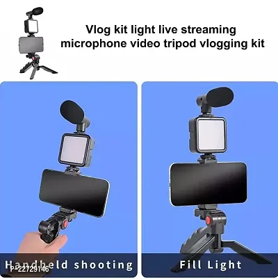 EL SMO Camera Video Recording Vlogging Kit for Video Making Mic Mini Tripod Stand LED Light Phone Holder Clip for Making Videos Podcasting-thumb4