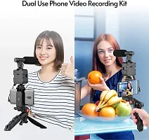 Mobile Video Recording kit with Mini Tripod with Shotgun Podcast Microphone Phone Holder LED Light for YouTube Video Tiktok Vlog Photography Reel Maker kit with Light and Tripod-thumb4