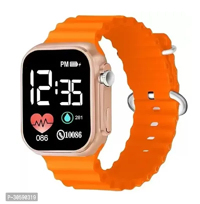 Digital Orange Waterproof LED Display Kids Watch-thumb0