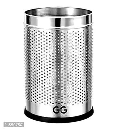 GG stainless steel Open Perforated Garbage bin / Dustbin for home kitchen office - Large 18Ltr (10x14)