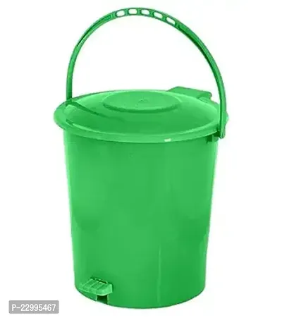 Krishna Steels - Home Plastic Pedal Dustbin/Wastebin With Handle, 10 Liter (Green Pack of 1)-thumb0