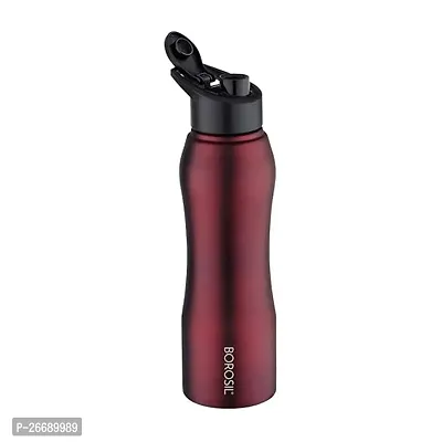 KRISHNA STEELS - Stainless Steel Water Bottle, 750ml, Maroon,Set of 1-thumb0