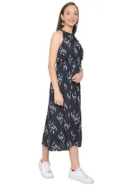 CoFo Women's Black Cotton Rayon Casual Wear Maxi Dress-thumb1