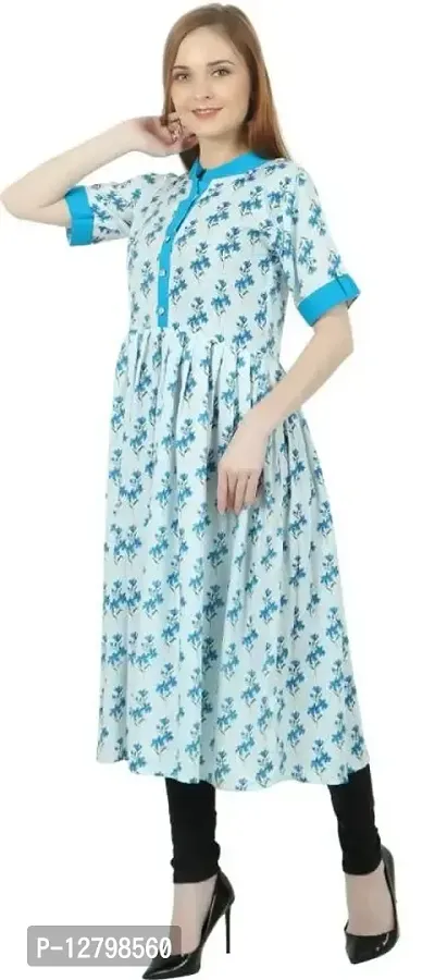 CoFo Women Floral Printed Pure Cotton Anarkali Kurta-thumb2