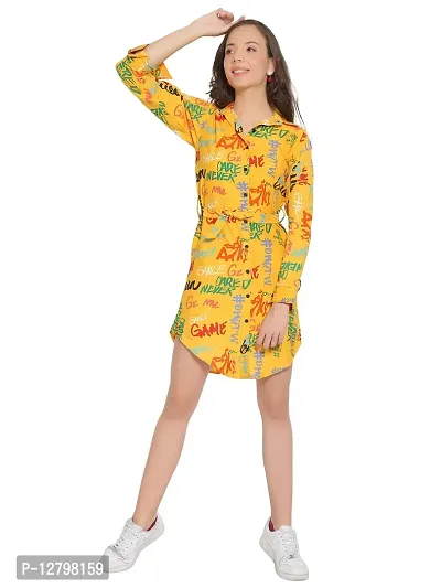 Beautiful Crepe Printed Banned Collared Dress for Women and Girls-thumb0