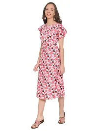 CoFo Women Frill Maxi Dress/Women's Pink Crepe A-Line Floral Printed Maxi Dress-thumb2