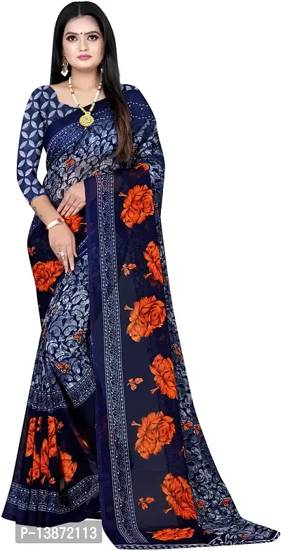 Stylish Georgette Multicoloured Printed Saree with Blouse piece For Women Pack Of 1