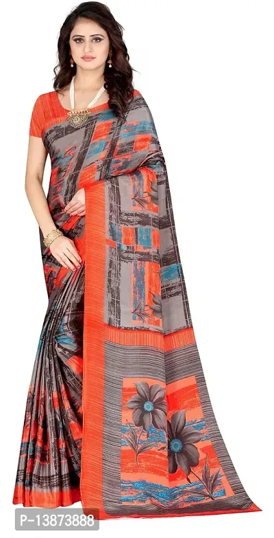 Stylish Crepe Multicoloured Printed Saree with Blouse piece For Women Pack Of 1