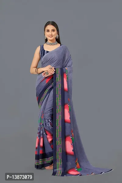 Stylish Georgette Multicoloured Printed Saree with Blouse piece For Women Pack Of 1