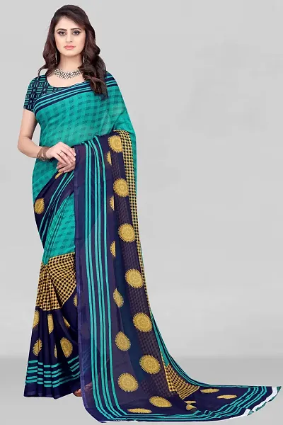 Georgette Printed Multicoloured Sarees with Blouse Piece