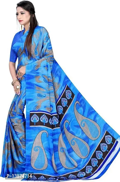 Stylish Crepe Multicoloured Printed Saree with Blouse piece For Women Pack Of 1-thumb4