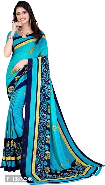 Stylish Georgette Multicoloured Printed Saree with Blouse piece For Women Pack Of 1