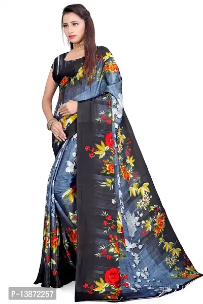 Stylish Crepe Multicoloured Printed Saree with Blouse piece For Women Pack Of 1-thumb3