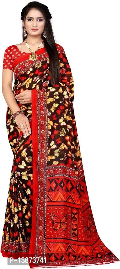 Stylish Crepe Multicoloured Printed Saree with Blouse piece For Women Pack Of 1-thumb0