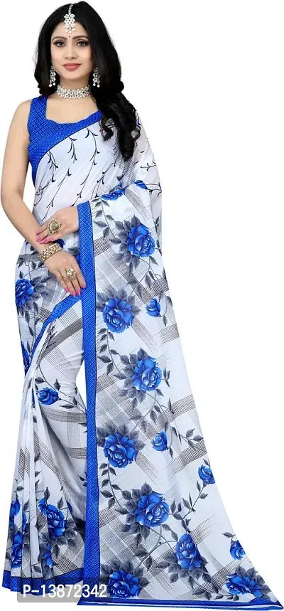 Stylish Georgette Multicoloured Printed Saree with Blouse piece For Women Pack Of 1-thumb0