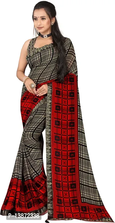 Stylish Georgette Multicoloured Embroidered Saree with Blouse piece For Women Pack Of 1