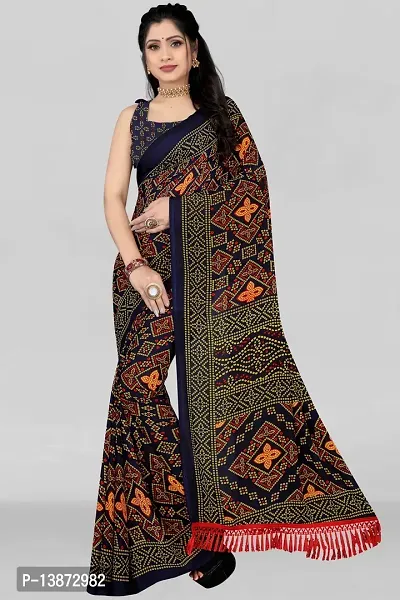 Stylish Georgette Multicoloured Printed Saree with Blouse piece For Women Pack Of 1