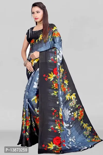 Stylish Crepe Multicoloured Printed Saree with Blouse piece For Women Pack Of 1-thumb4