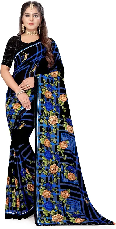 Georgette Printed Multicoloured Sarees with Blouse Piece