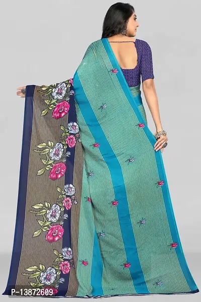 Stylish Georgette Multicoloured Printed Saree with Blouse piece For Women Pack Of 1-thumb2