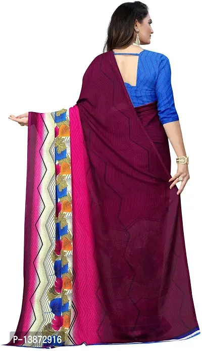 Stylish Georgette Multicoloured Printed Saree with Blouse piece For Women Pack Of 1-thumb2