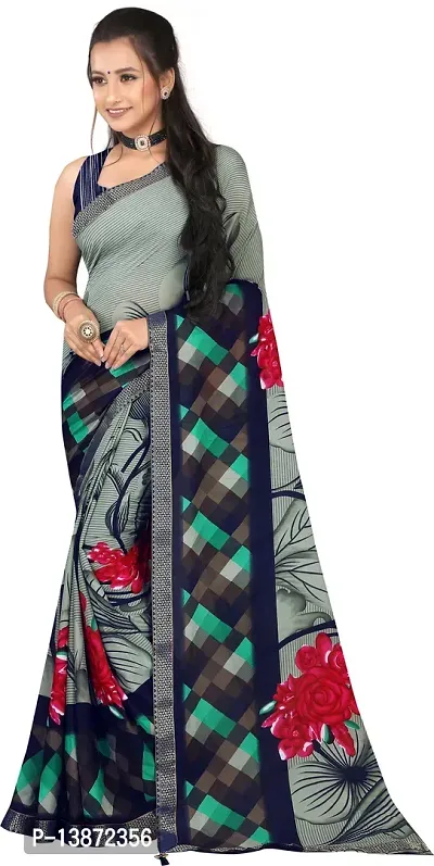 Stylish Georgette Multicoloured Embroidered Saree with Blouse piece For Women Pack Of 1